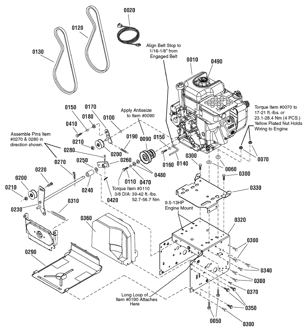Engine And Frame Group Diagram and Parts List for 1695733 2009 Briggs and Stratton Snow Blower